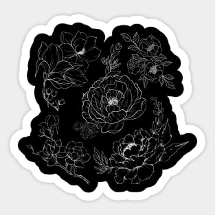 White Sketch Flowers for Spring Sticker